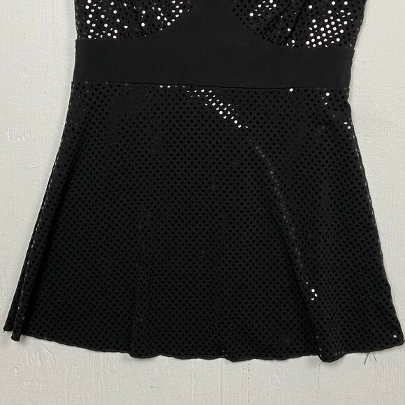 B Wear VTG Black Sequin Baby Doll Whimsigoth Witchy Goth Cap Sleeve Top Medium - Picture 3 of 12